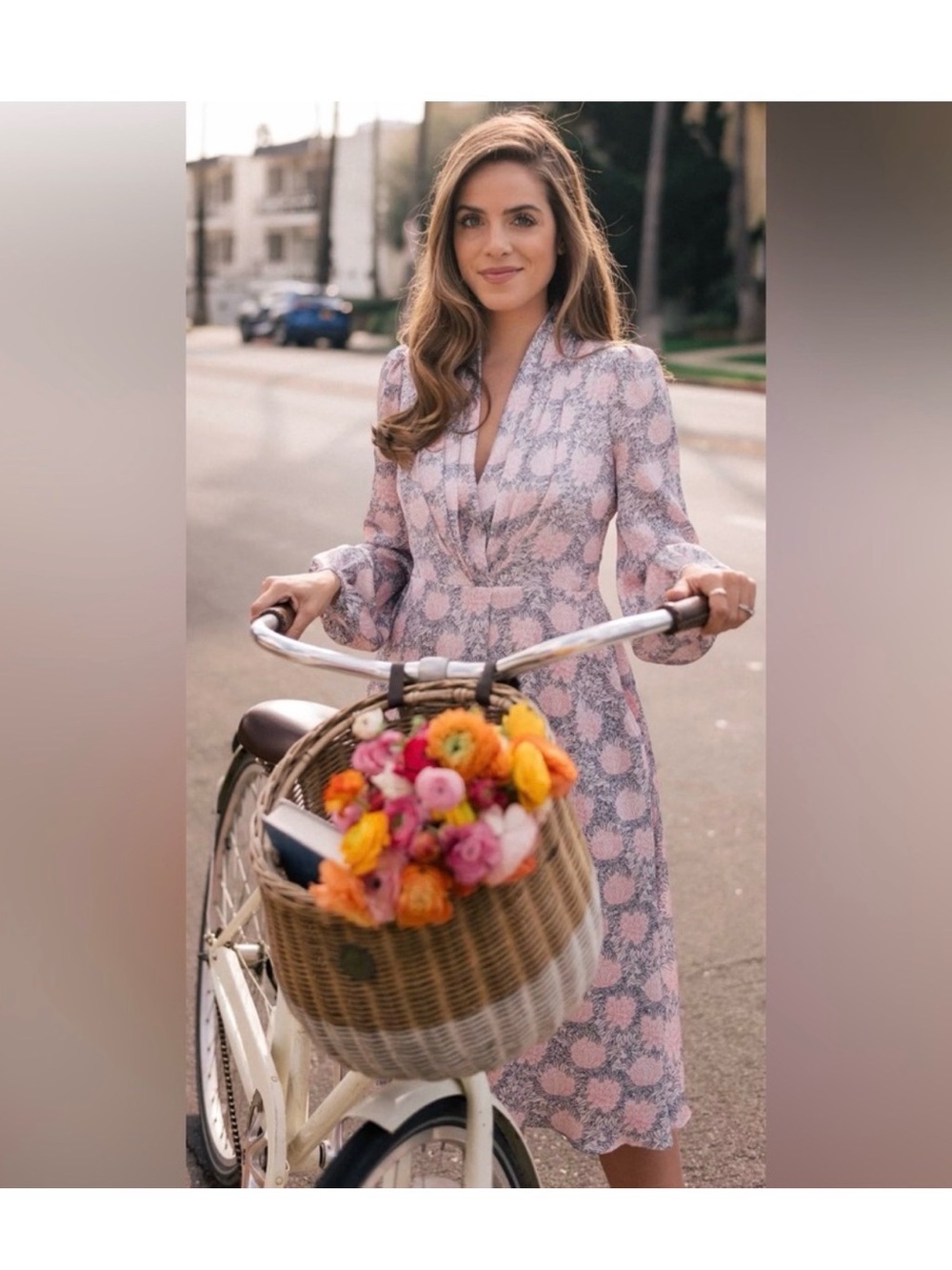 Pink Floral V-Neck Women's Dress